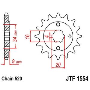 Első lánckerék JT JTF 1554-12 12 fogak,520