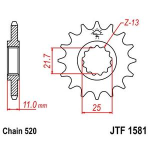 Első lánckerék JT JTF 1581-13 13 fogak,520