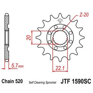 Első lánckerék JT JTF 1590-14SC 14 fogak,521 Self Cleaning Lightweight