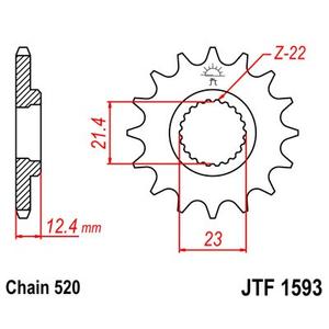 Első lánckerék JT JTF 1593-14 14 fogak,520