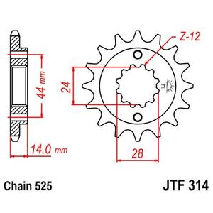 Első lánckerék JT JTF 314-15 15 fogak,525