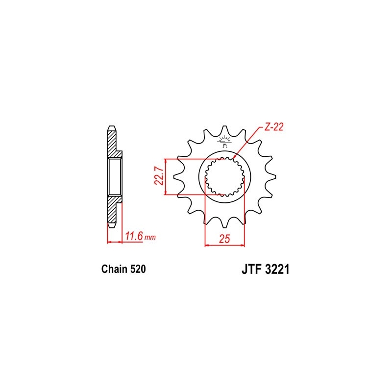 Első lánckerék JT 11 fogak,520