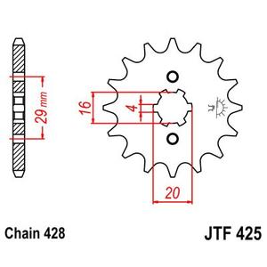 Első lánckerék JT JTF 425-16 16 fogak,428