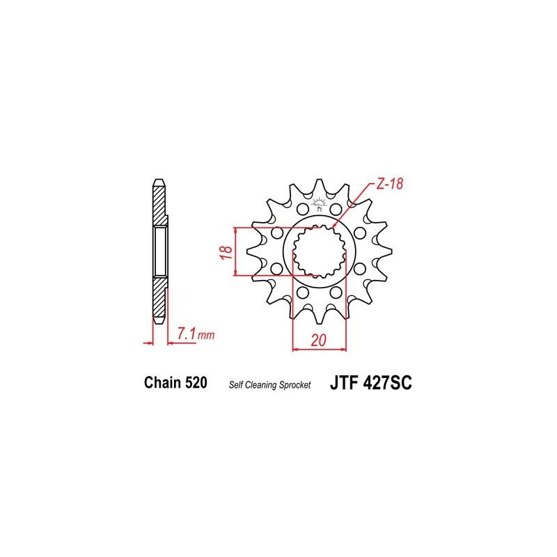Első lánckerék JT 13 fogak,520 Self Cleaning Lightweight