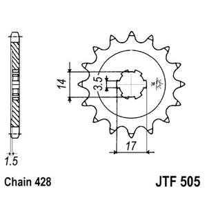 Első lánckerék JT JTF 505-14 14 fogak,428