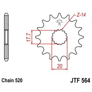 Első lánckerék JT JTF 564-12 12 fogak,520