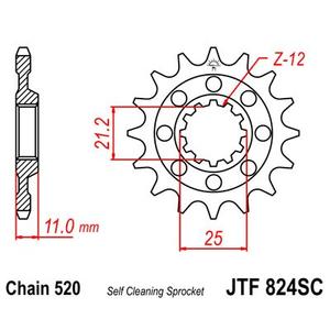 Első lánckerék JT JTF 824-14SC 14 fogak,520 Self Cleaning Lightweight
