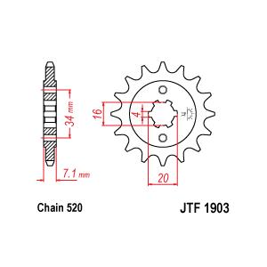 Első lánckerék JT JTF 1903-14 14 fogak,520