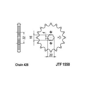 Első lánckerék JT JTF 1550-13 14 fogak,428