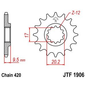Első lánckerék JT JTF 1906-15 15 fogak,420