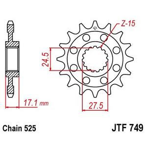 Első lánckerék JT JTF 749-15 15 fogak,525