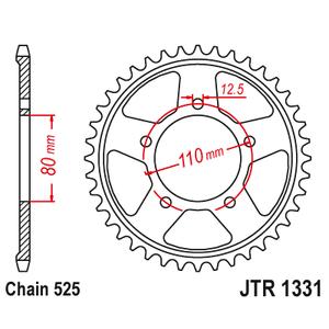 Csillagkerék JT JTR 1331-42ZBK 42T, nt((525) Black Zinc