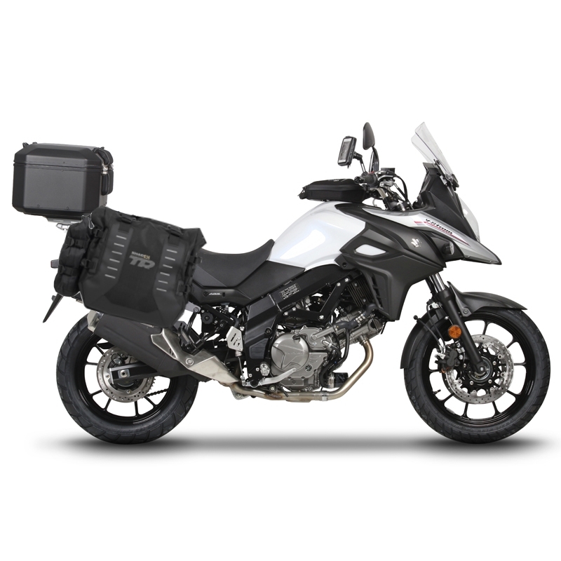 Complete set of SHAD TERRA TR40 adventure saddlebags and SHAD TERRA BLACK aluminium 37L topcase, including mounting kit SHAD SUZUKI DL 650 V-Strom