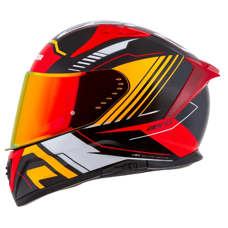 Cassida Aero Drome zárt motoros sisak gyöngyházfekete-narancssárga-piros-fehér