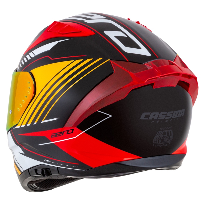 Cassida Aero Drome zárt motoros sisak gyöngyházfekete-narancssárga-piros-fehér