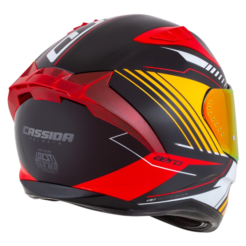 Cassida Aero Drome zárt motoros sisak gyöngyházfekete-narancssárga-piros-fehér