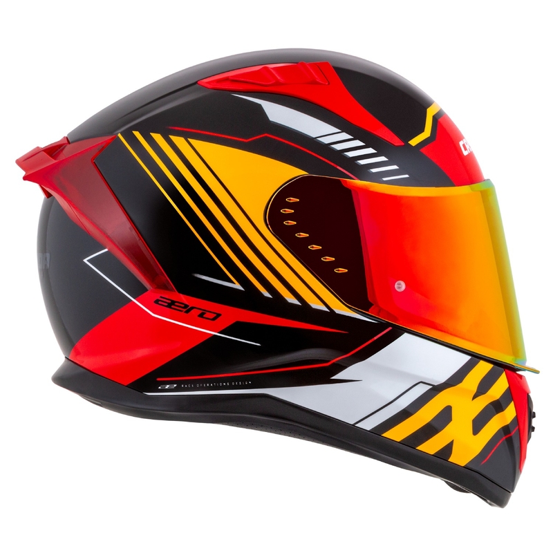Cassida Aero Drome zárt motoros sisak gyöngyházfekete-narancssárga-piros-fehér
