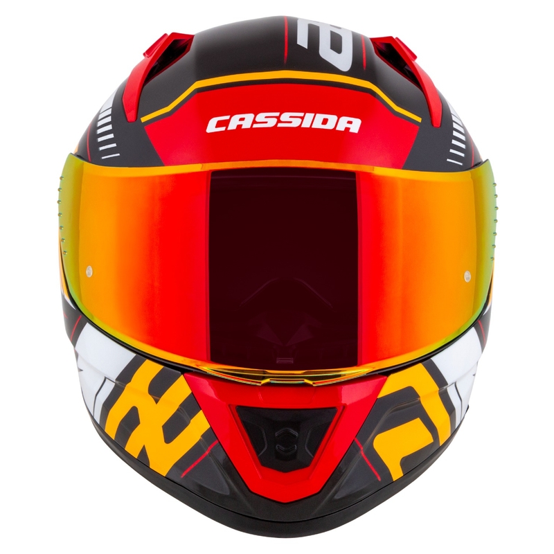 Cassida Aero Drome zárt motoros sisak gyöngyházfekete-narancssárga-piros-fehér