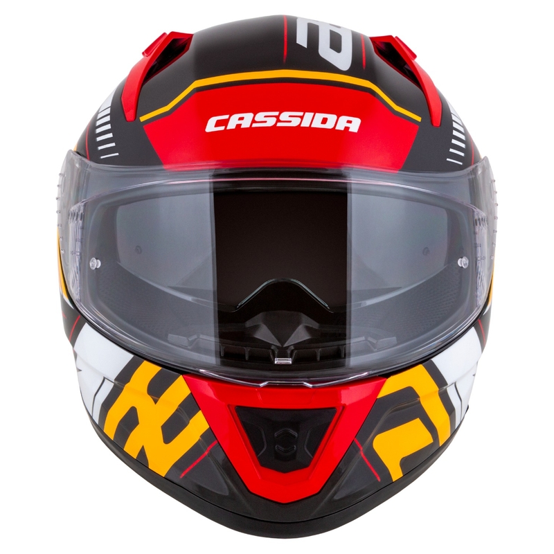 Cassida Aero Drome zárt motoros sisak gyöngyházfekete-narancssárga-piros-fehér