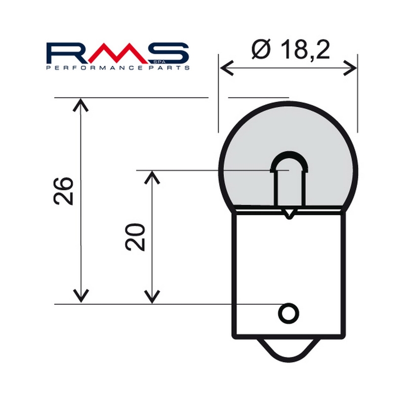 Izzó RMS 12V 10W, BA15S narancssárga