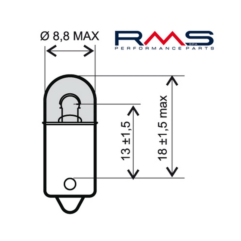Izzó RMS 12V 4W, BA9S fehér