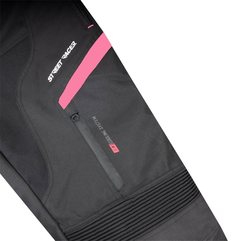 Street Racer Vix női motoros nadrág fekete-rózsaszín