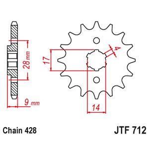 Első lánckerék JT JTF 712-13 13 fogak,428