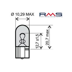 Izzó RMS 246510280 12V 5W, W2.1X9.5D narancssárga