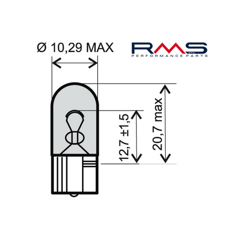 Izzó RMS 12V 5W, W2.1X9.5D narancssárga