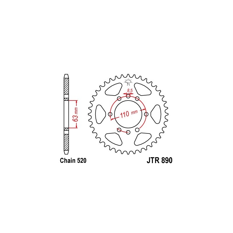 Csillagkerék JT 45 fogak,520 Black zinc