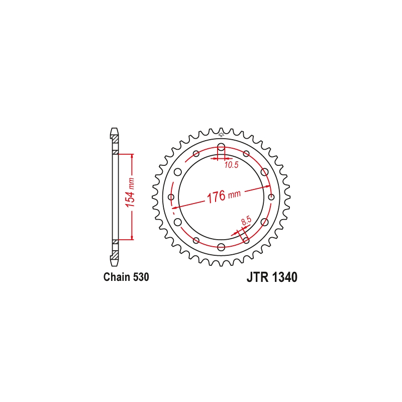 Csillagkerék JT 43 fogak,530 Black Zinc