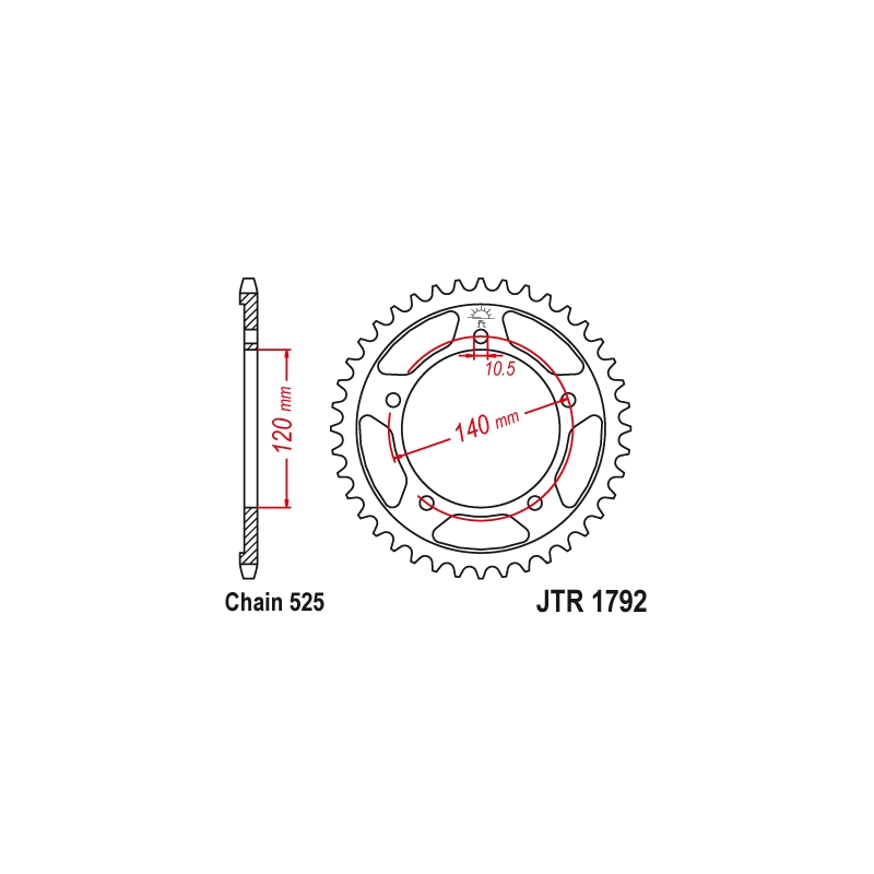 Csillagkerék JT 48 fogak,525 Black Zinc