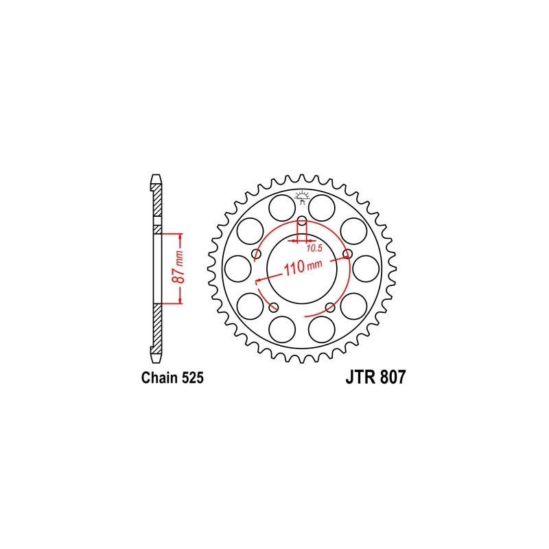 Csillagkerék JT 45 fogak,525 Black Zinc