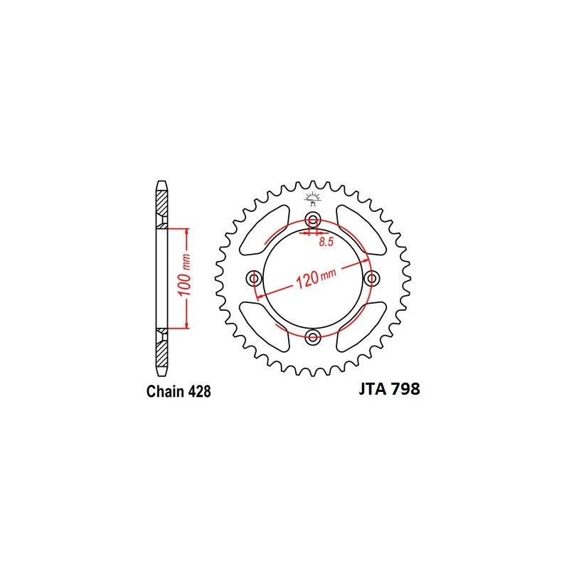 Alumínium csillagkerék JT 48 fogak,428