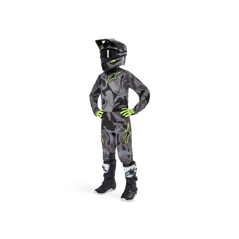 Alpinestars Racer Tactical 2024 gyerek motokrossz nadrág szürke camo-fluo-sárga-fekete