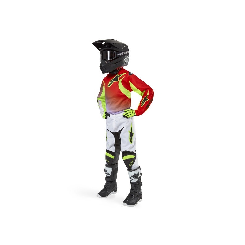 Alpinestars Racer Lucent Kids motocross nadrág fehér-fekete-fluto sárga
