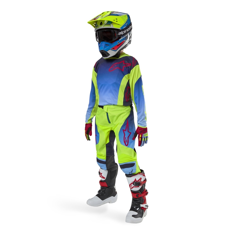 Alpinestars Racer Hoen gyerek motocross nadrág fluo sárga-kék-piros