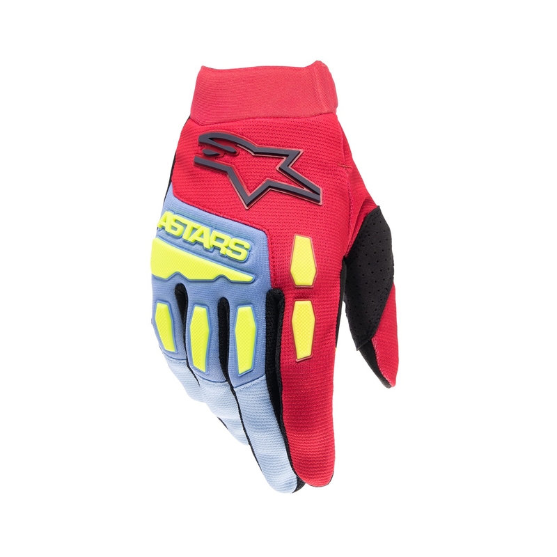 Alpinestars Full Bore 2024 gyerek motokrossz kesztyű világoskék-piros-fluo sárga-fekete