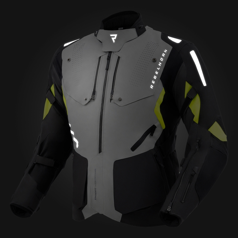Rebelhorn Hiker IV motoros kabát fekete-szürke-fluo sárga