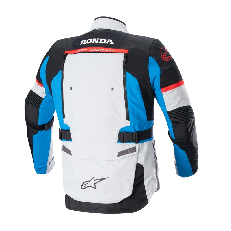 Alpinestars Bogota PRO Drystar Honda motoros kabát világos szürke-fluo piros-kék-fekete
