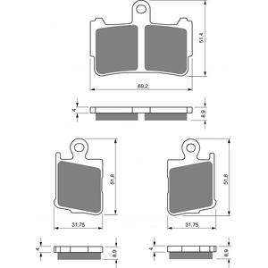 Fékbetét GOLDFREN 298 S3 (1 set = 2pcs small/large)
