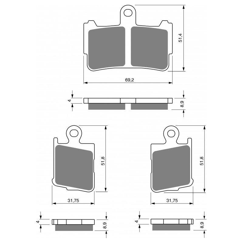 Fékbetét GOLDFREN S3 (1 set = 2pcs small/large)