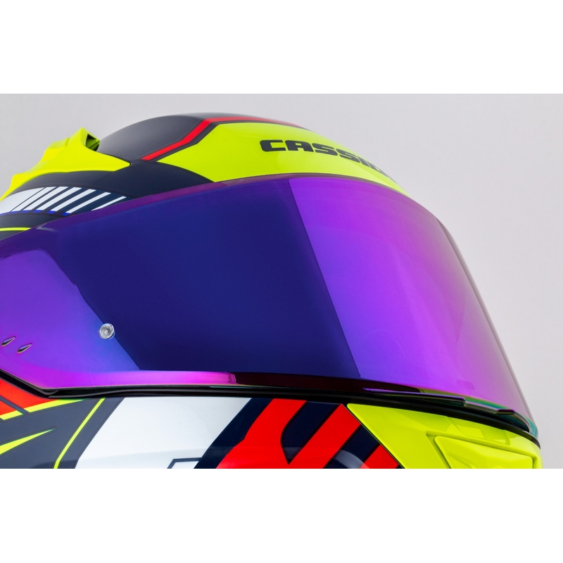Cassida Aero Drome zárt motoros bukósisak gyöngyházkék-sárga-narancssárga-piros-fehér