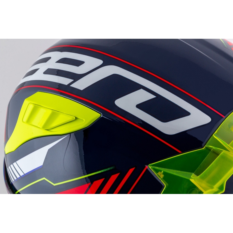 Cassida Aero Drome zárt motoros bukósisak gyöngyházkék-sárga-narancssárga-piros-fehér