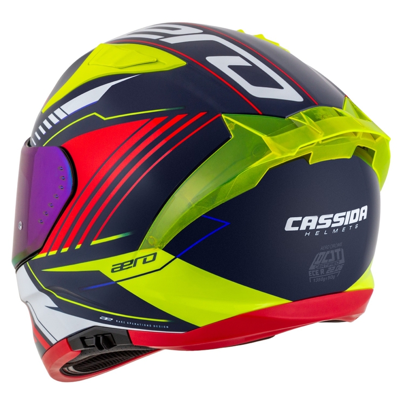 Cassida Aero Drome zárt motoros bukósisak gyöngyházkék-sárga-narancssárga-piros-fehér