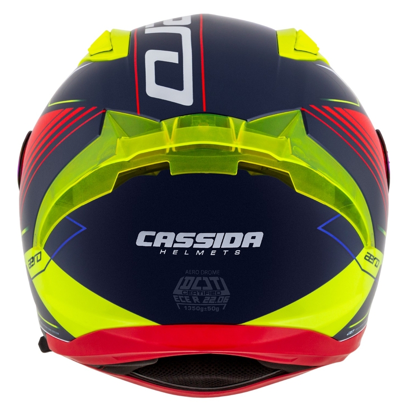 Cassida Aero Drome zárt motoros bukósisak gyöngyházkék-sárga-narancssárga-piros-fehér