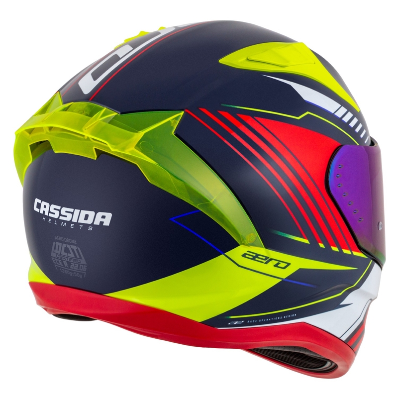 Cassida Aero Drome zárt motoros bukósisak gyöngyházkék-sárga-narancssárga-piros-fehér