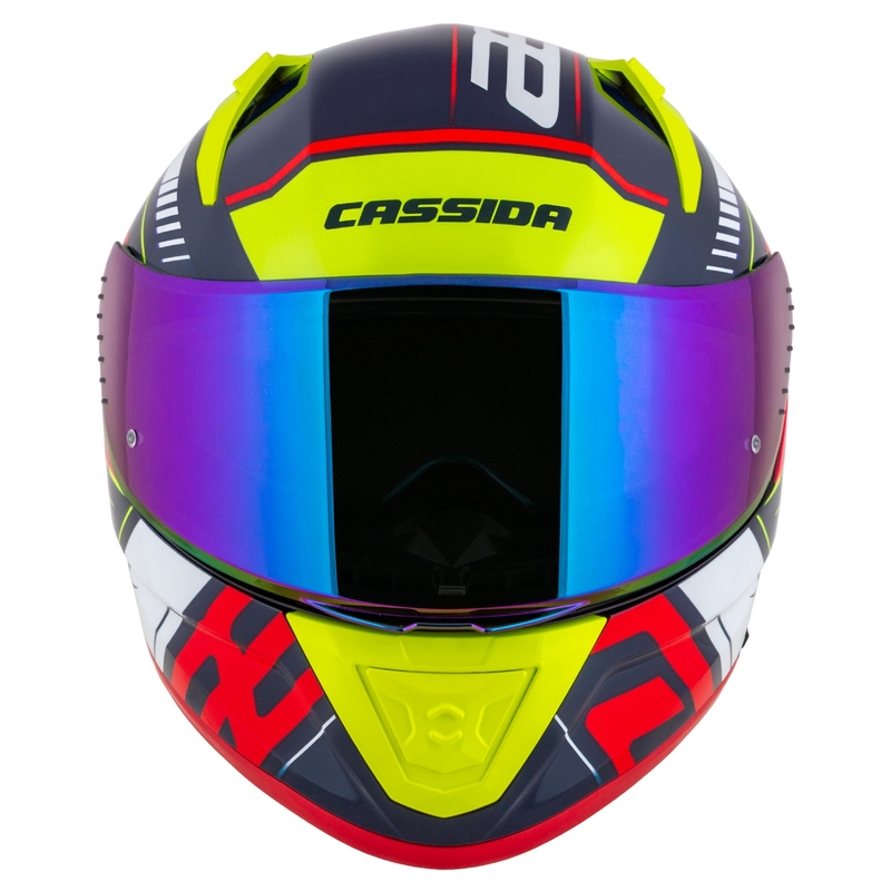 Cassida Aero Drome zárt motoros bukósisak gyöngyházkék-sárga-narancssárga-piros-fehér