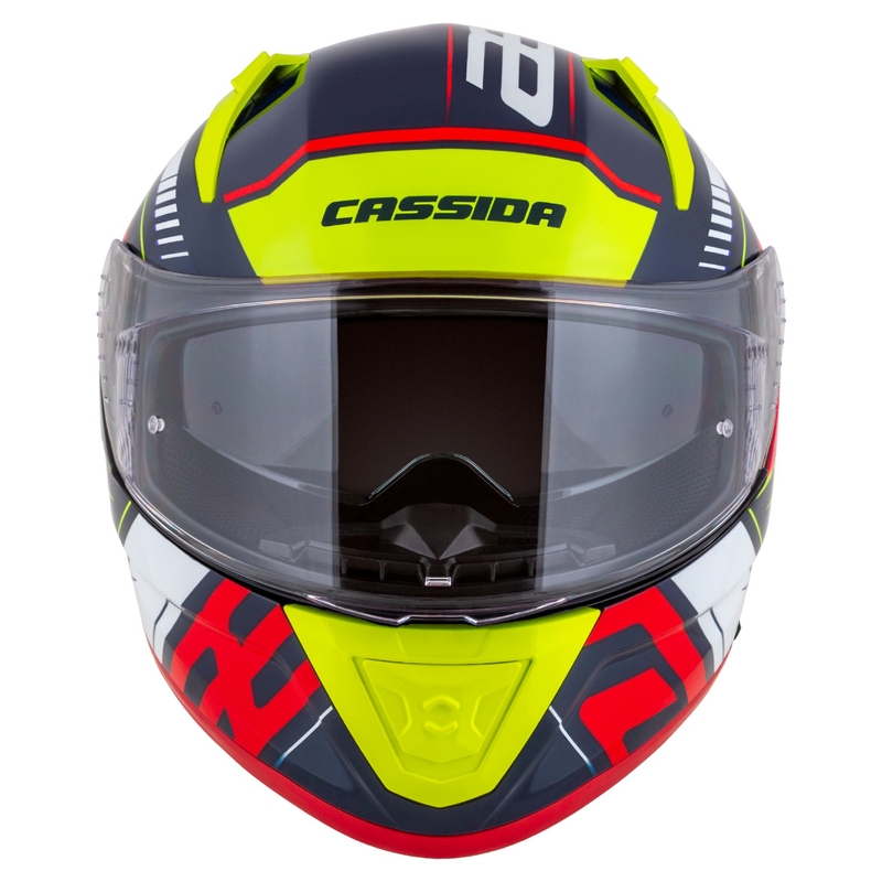 Cassida Aero Drome zárt motoros bukósisak gyöngyházkék-sárga-narancssárga-piros-fehér
