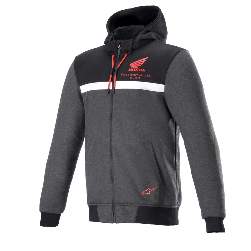 Alpinestars Chrome Street kapucnis Honda motoros pulóver fekete-szürke-piros